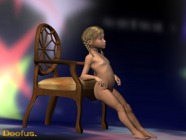 Girl and Chair Lolicon 3D Images (3)